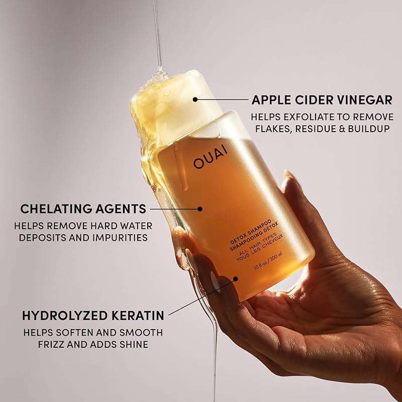OUAI Detox Shampoo - Clarifying Shampoo for Build Up, Dirt, Oil, Product and Hard Water - Apple Cider Vinegar & Keratin for Clean, Refreshed Hair - Sulfate-Free Hair Care (10 oz) - Image 8