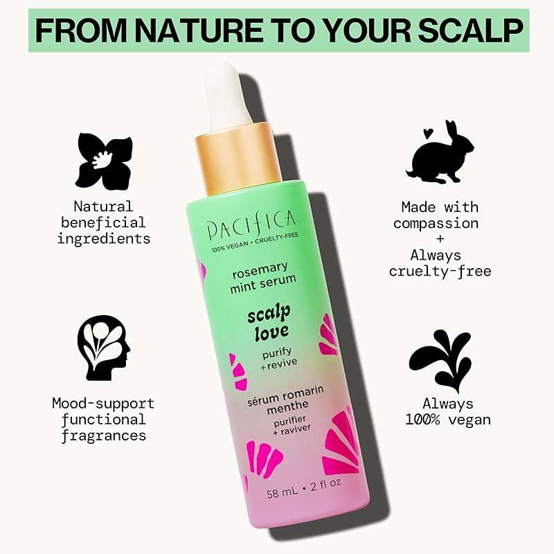 Pacifica Scalp Love Rosemary Mint Serum - Dry, Flaky, and Itchy Scalp Serum, Hydrating, Moisturizing, and Calming Treatment Formulated with Witch Hazel, Vegan and Cruelty-Free - 2 Fl Oz - Image 4