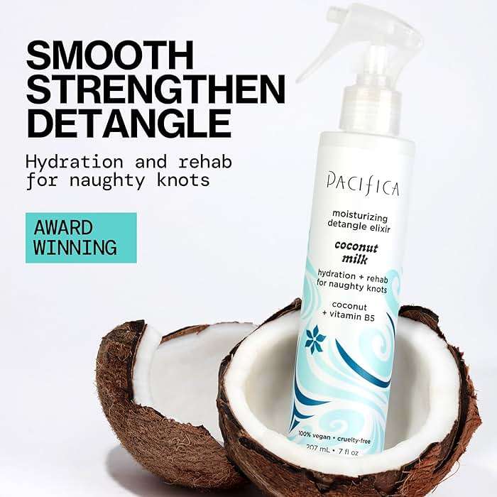 Pacifica Coconut Milk Hair Detangler Spray – Leave-In Conditioning Elixir for Tangle-Free Hair – Instantly Detangles Knots, Adds Shine & Moisture, Prevents Breakage & Frizz – Vegan & Cruelty-Free | Vegan - Image 2
