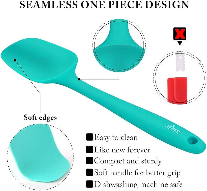 HOTEC Heat Resistant 600℉ Food Grade Silicone Rubber Spatula Set for Baking, Cooking, and Mixing Non Stick Dishwasher Safe BPA-Free Multicolor Set of 5 - Image 6