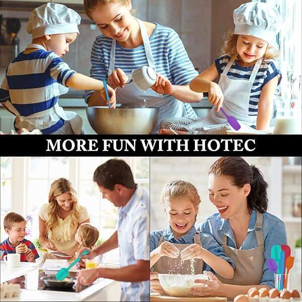 HOTEC Heat Resistant 600℉ Food Grade Silicone Rubber Spatula Set for Baking, Cooking, and Mixing Non Stick Dishwasher Safe BPA-Free Multicolor Set of 5 - Image 7