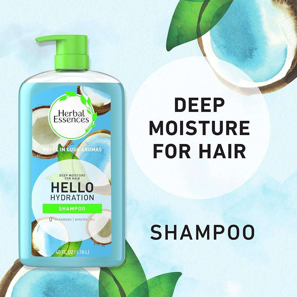 Herbal Essences Moisturizing Shampoo and Conditioner Set, Paraben Free, Hello Hydration, Safe for Color-Treated Hair, Coconut, Blue, 29.2 fl oz - Image 3