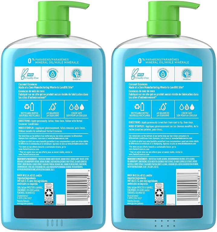 Herbal Essences Moisturizing Shampoo and Conditioner Set, Paraben Free, Hello Hydration, Safe for Color-Treated Hair, Coconut, Blue, 29.2 fl oz - Image 7