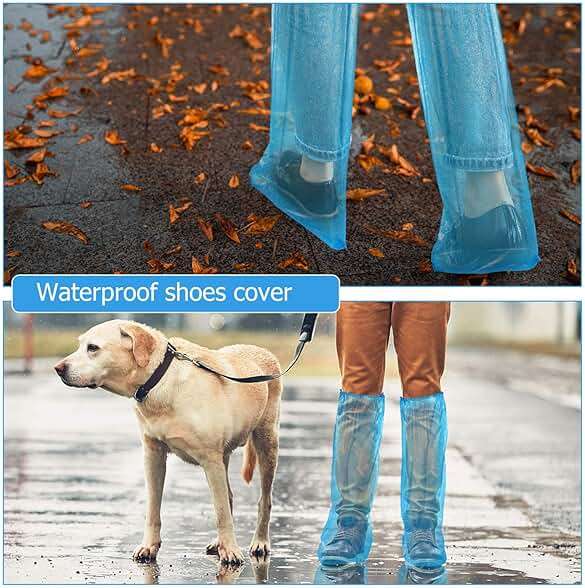 SATINIOR 100 Pieces/ 50 Pairs Disposable Boot Covers Plastic Long Waterproof Shoes Cover Over The Knee for Men Women - Image 3