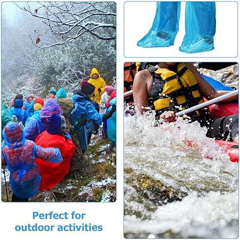 SATINIOR 100 Pieces/ 50 Pairs Disposable Boot Covers Plastic Long Waterproof Shoes Cover Over The Knee for Men Women - Image 5