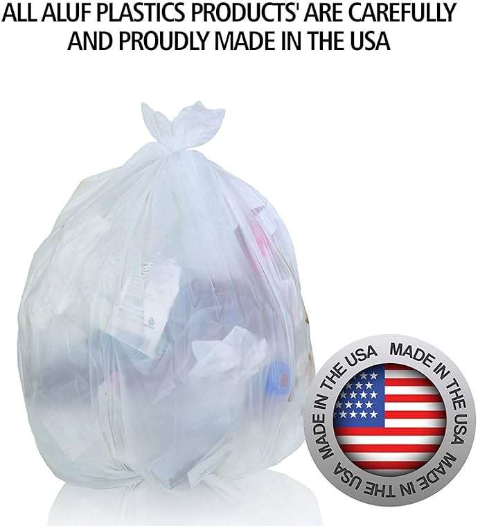 Aluf Plastics 12-16 Gallon Clear Trash Bags (1000 Count) - 24" x 33" - PCM Series Premium High Density 8 Micron Equivalent Garbage Bags for Bathroom, Office, Industrial, Commercial, Janitorial - Image 8