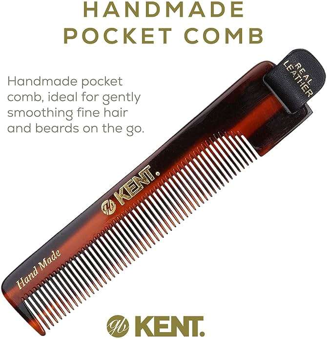 Kent NU22 Handmade Pocket Comb for Men, All Fine Tooth Hair Comb Straightener for Everyday Grooming Styling Hair, Beard and Mustache, Use Dry or with Balms, Saw Cut and Hand Polished, Made in England - Image 3