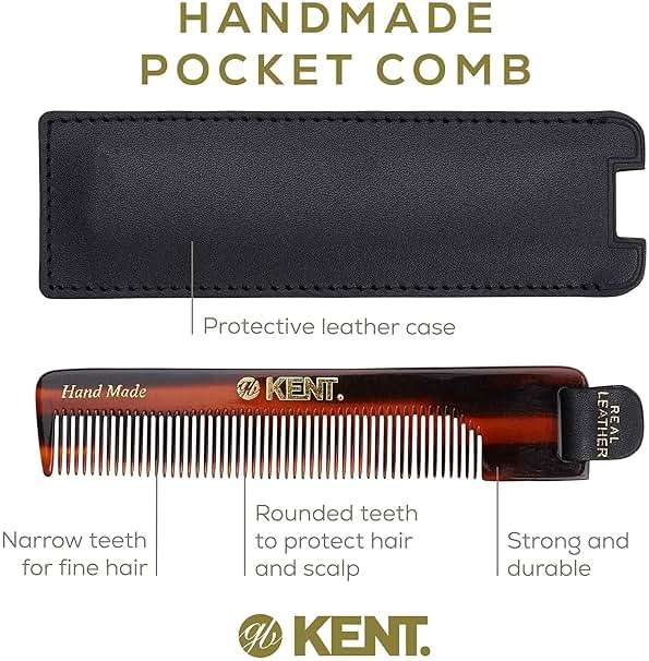 Kent NU22 Handmade Pocket Comb for Men, All Fine Tooth Hair Comb Straightener for Everyday Grooming Styling Hair, Beard and Mustache, Use Dry or with Balms, Saw Cut and Hand Polished, Made in England - Image 4
