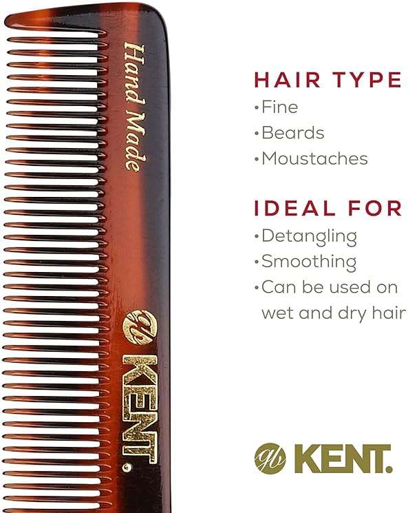Kent NU22 Handmade Pocket Comb for Men, All Fine Tooth Hair Comb Straightener for Everyday Grooming Styling Hair, Beard and Mustache, Use Dry or with Balms, Saw Cut and Hand Polished, Made in England - Image 6