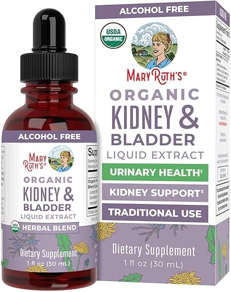 MARYRUTH'S Organics Herbal Supplement Drops | Support Renal & Urinary Systems | Juniper Berry | Cleavers | Dandelion | Hawthorn | Horsetail & Chanca Piedra | Vegan | Non-GMO | 1 Fl Oz - Product Image
