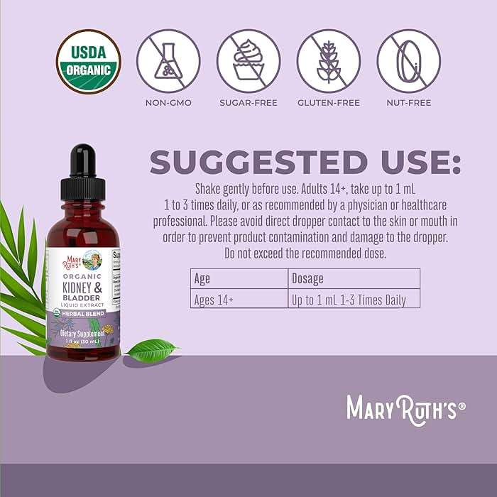 MARYRUTH'S Organics Herbal Supplement Drops | Support Renal & Urinary Systems | Juniper Berry | Cleavers | Dandelion | Hawthorn | Horsetail & Chanca Piedra | Vegan | Non-GMO | 1 Fl Oz - Image 3