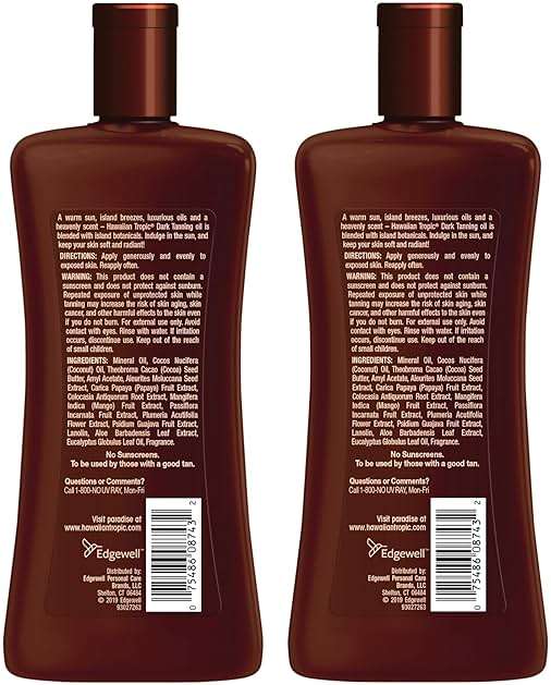 Hawaiian Tropic Dark Tanning Oil, 8 Fl Oz | Moisturizing Body Oil with Cocoa Butter, Tan Enhancer, 8 Fl Oz each Twin Pack - Image 2