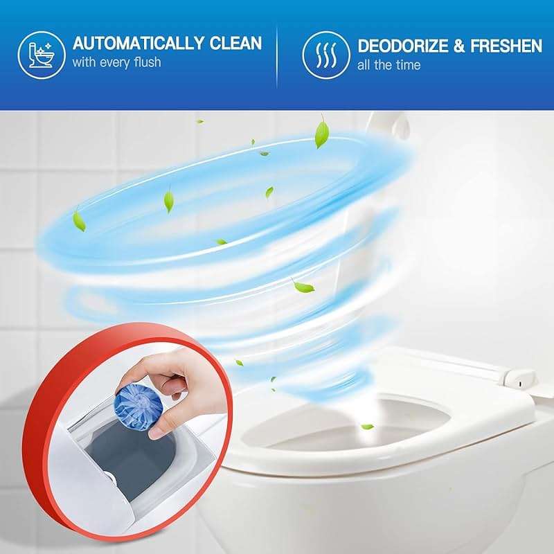 Vacplus Automatic Toilet Bowl Cleaner Tablets, Drop-In Tank Cleaner for Bathroom, Prevent Stains & Deodorize, Long-Lasting Cleaning Tabs, Easy-Use Freshener for Bowl & Tank, 12 Pack - Image 3