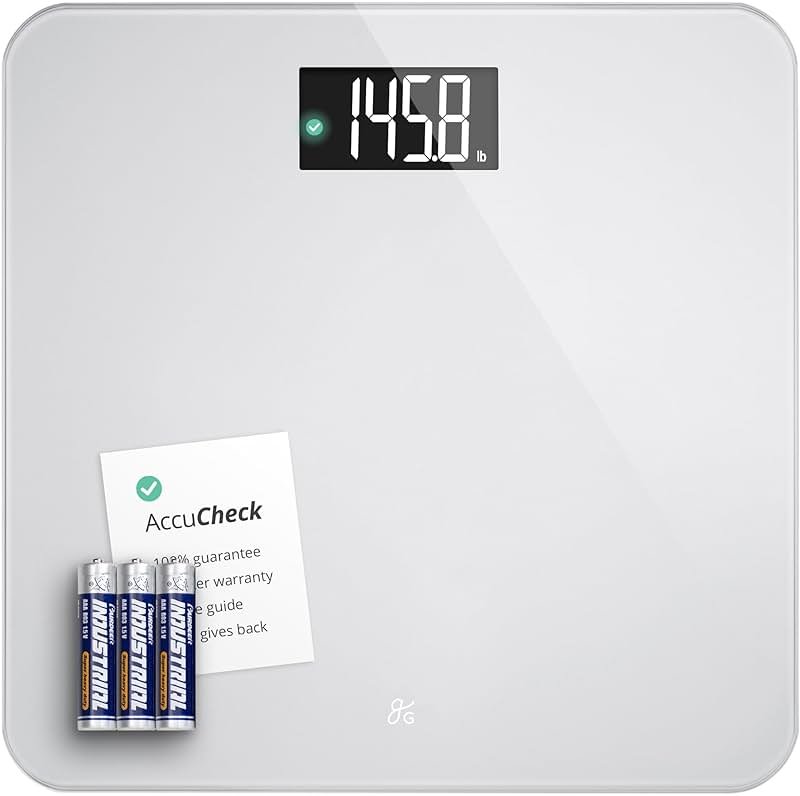 Greater Goods AccuCheck Digital Scale for Body Weight - Accurate Digital Bathroom Scale with High-Precision Sensors, Large Easy-to-Read Backlit Display, 400 lb Capacity, Auto Step-On (Gray) - Product Image