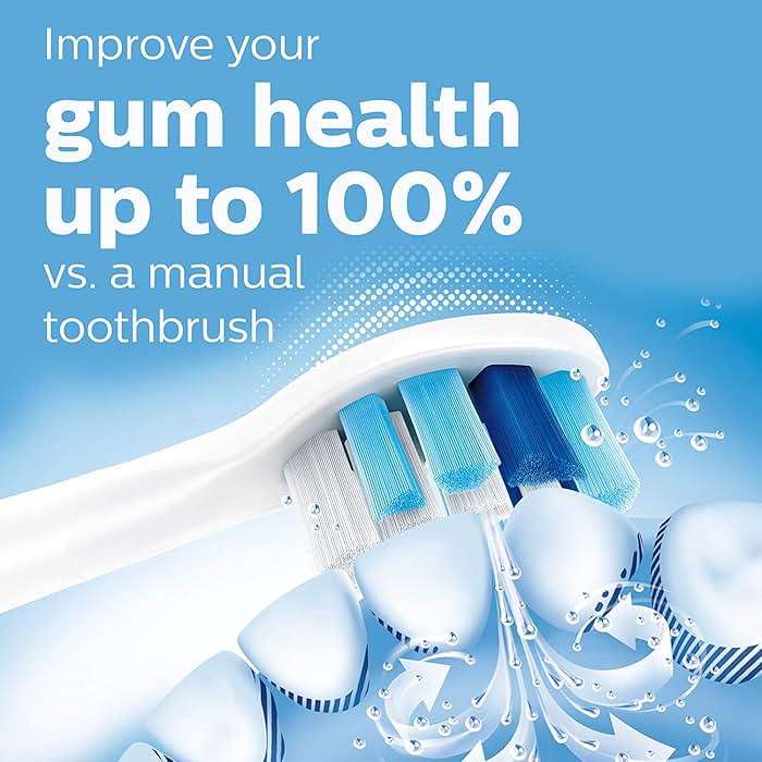 Philips Sonicare ProtectiveClean 5300 Rechargeable Electric Toothbrush, with Pressure Sensor, 3 Cleaning Modes, SmarTimer and QuadPacer, with 2 Bonus Brush Heads, Travel Case, Black, Model HX6423/34 - Image 3