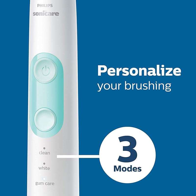 Philips Sonicare ProtectiveClean 5300 Rechargeable Electric Toothbrush, with Pressure Sensor, 3 Cleaning Modes, SmarTimer and QuadPacer, with 2 Bonus Brush Heads, Travel Case, Black, Model HX6423/34 - Image 7