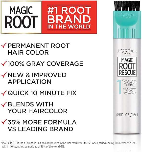 L'Oreal Paris Magic Root Rescue 10 Minute Root Hair Coloring Kit, Permanent Hair Color with Quick Precision Applicator, 100% Gray Coverage, 8G Medium Golden Brown, 2 count - Image 2