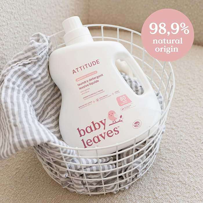 ATTITUDE Baby Laundry Detergent Liquid, EWG Verified, Safe for Baby Clothes, Infant and Newborn, Vegan and Naturally Derived Washing Soap, HE Compatible, Unscented, 80 Loads, 67.6 Fl Oz - Image 3