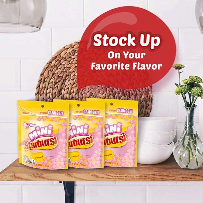 STARBURST Candy Bulk - Minis All Pink Fruit Chews, STARBURST Chews Candy 8oz (Pack of 8) - Image 4