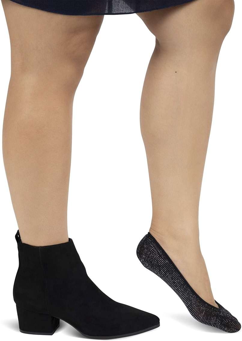 PEDS Women's Sparkle Liner Nylon Ribbed with Lurex, Nude, Black, Blush, Shoe Size: 8-12 - Image 6