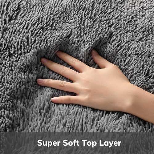 Ophanie Area Rugs for Living Room Bedroom, Washable Non-Slip Fluffy Soft Grey Shag Carpet, Indoor Floor Gray 4x6 Fuzzy Shaggy Living Room Plush Rug for Kids Home Dorm Decor Aesthetic - Image 3