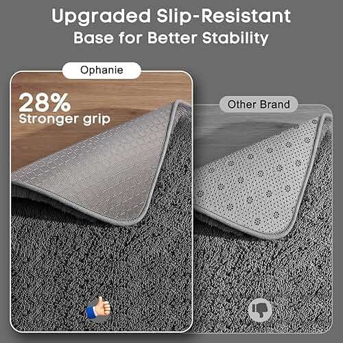 Ophanie Area Rugs for Living Room Bedroom, Washable Non-Slip Fluffy Soft Grey Shag Carpet, Indoor Floor Gray 4x6 Fuzzy Shaggy Living Room Plush Rug for Kids Home Dorm Decor Aesthetic - Image 5