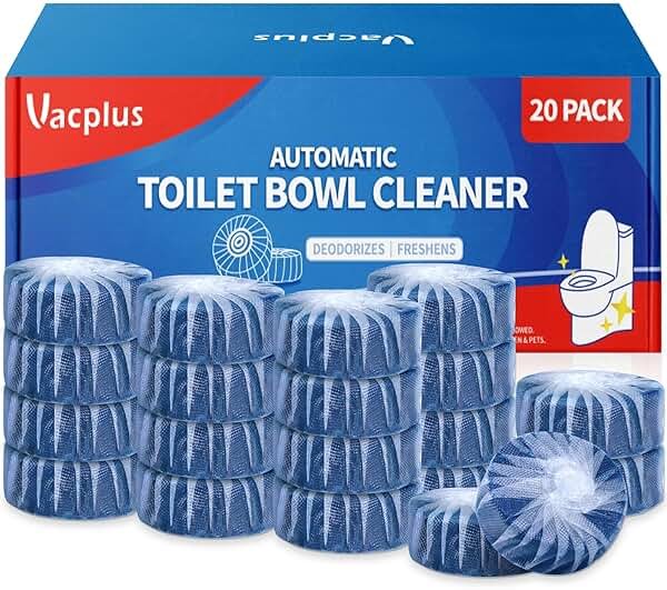 Vacplus Toilet Bowl Cleaners - 20 Pack Long-Lasting Toilet Cleaner Tablets, Prevent Stains & Deodorize, Blue - Product Image