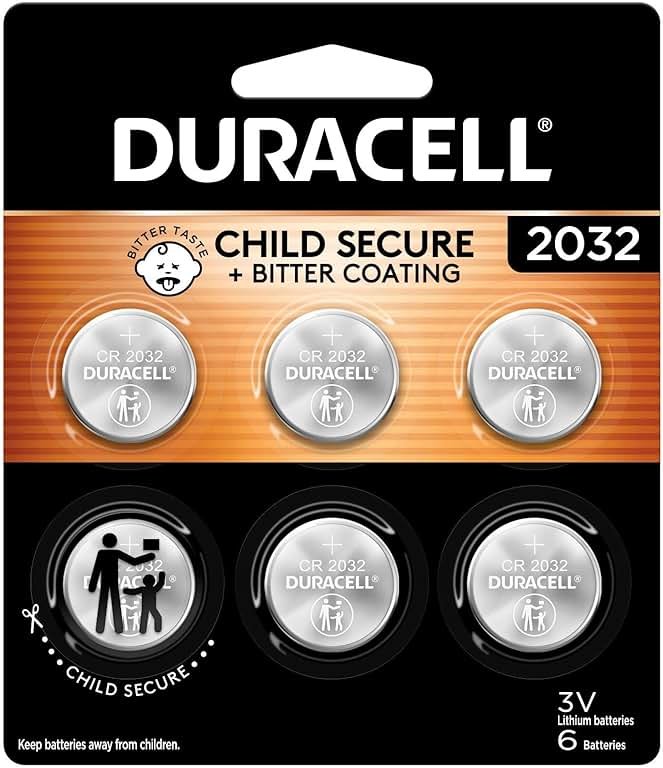 Duracell 2032 Lithium Battery, 6 Count (Pack of 1), Child Safety Features, Compatible with Key Fob, Tea Light Candles and Other Devices, CR2032 Battery - Product Image