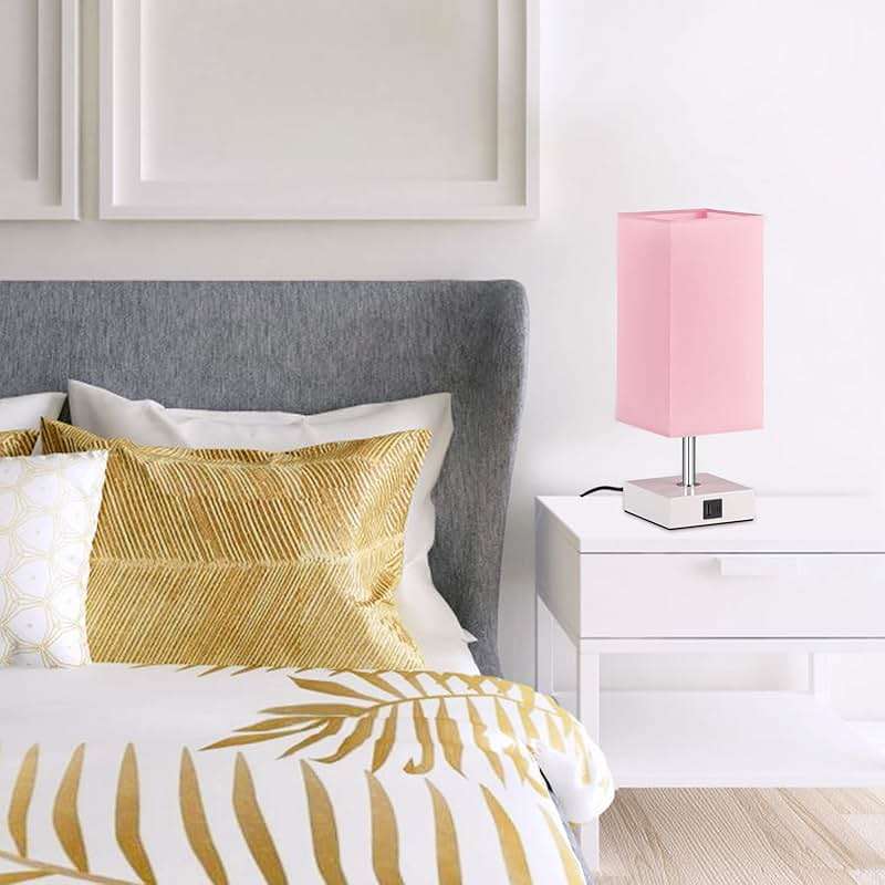 Ambimall Touch Control Table Lamp with 2 USB Charging Ports, 3 Way Touch Lamps Beside Desk, Nightstand Lamp for Bedrooms Living Room, Pink Shade with White Base, LED Bulb Included(Pink) - Image 7