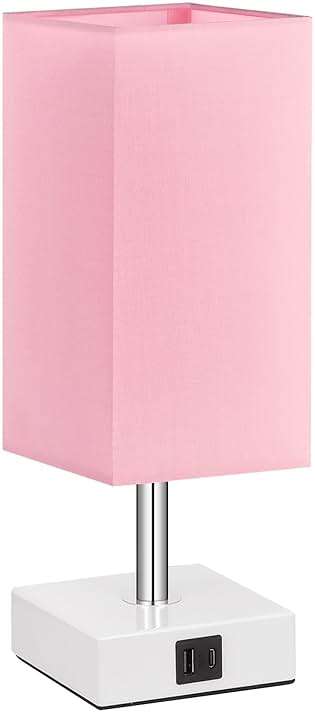 Ambimall Touch Control Table Lamp with 2 USB Charging Ports, 3 Way Touch Lamps Beside Desk, Nightstand Lamp for Bedrooms Living Room, Pink Shade with White Base, LED Bulb Included(Pink) - Image 8