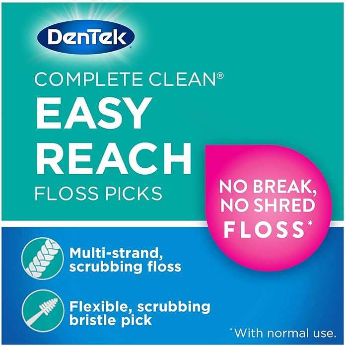 DenTek Complete Clean Easy Reach Floss Picks, No Break & No Shred Floss, 75-Count, 3 Pack - Image 5