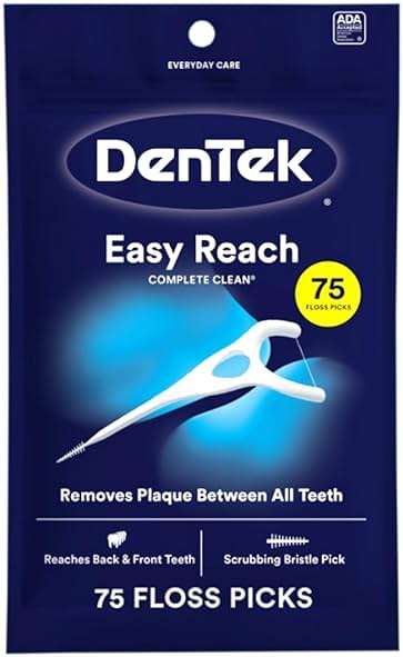 DenTek Complete Clean Easy Reach Floss Picks, No Break & No Shred Floss, 75-Count, 3 Pack - Image 8