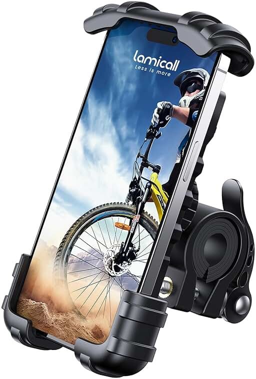 Lamicall Bike Phone Holder, Motorcycle Mount - Motorcycle Phone Holder, Handlebar Cell Phone Clamp, E-Bike Scooter Phone Clip for iPhone 17 Air Pro Max, 16 15 Plus, S20, 4.7 to 6.8" Smartphones - Product Image