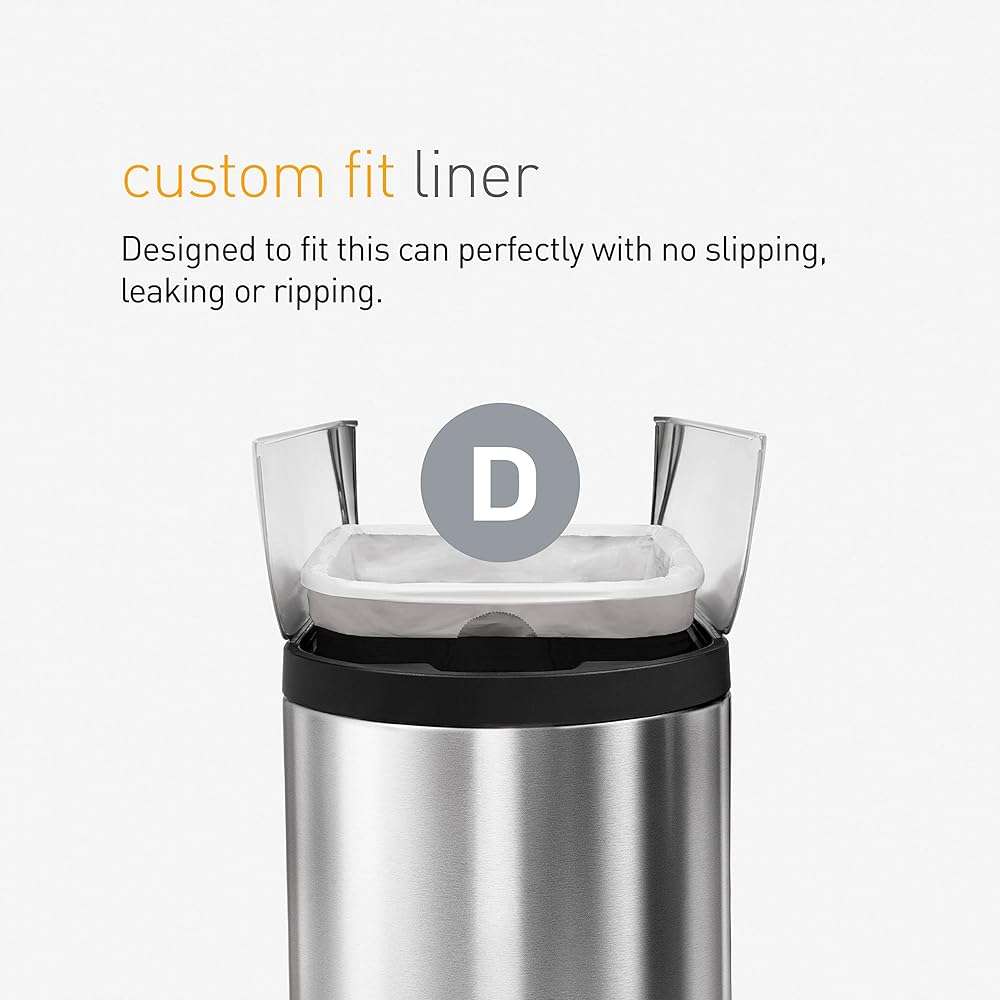 simplehuman Code D 100 Count Custom Fit Liners, Drawstring Kitchen Trash Bags, One-by-One Mess-Free Dispense, Extra Thick & Double Seamed, 50% PCR Plastic, 20 Liter / 5.3 Gallon, White - Image 4