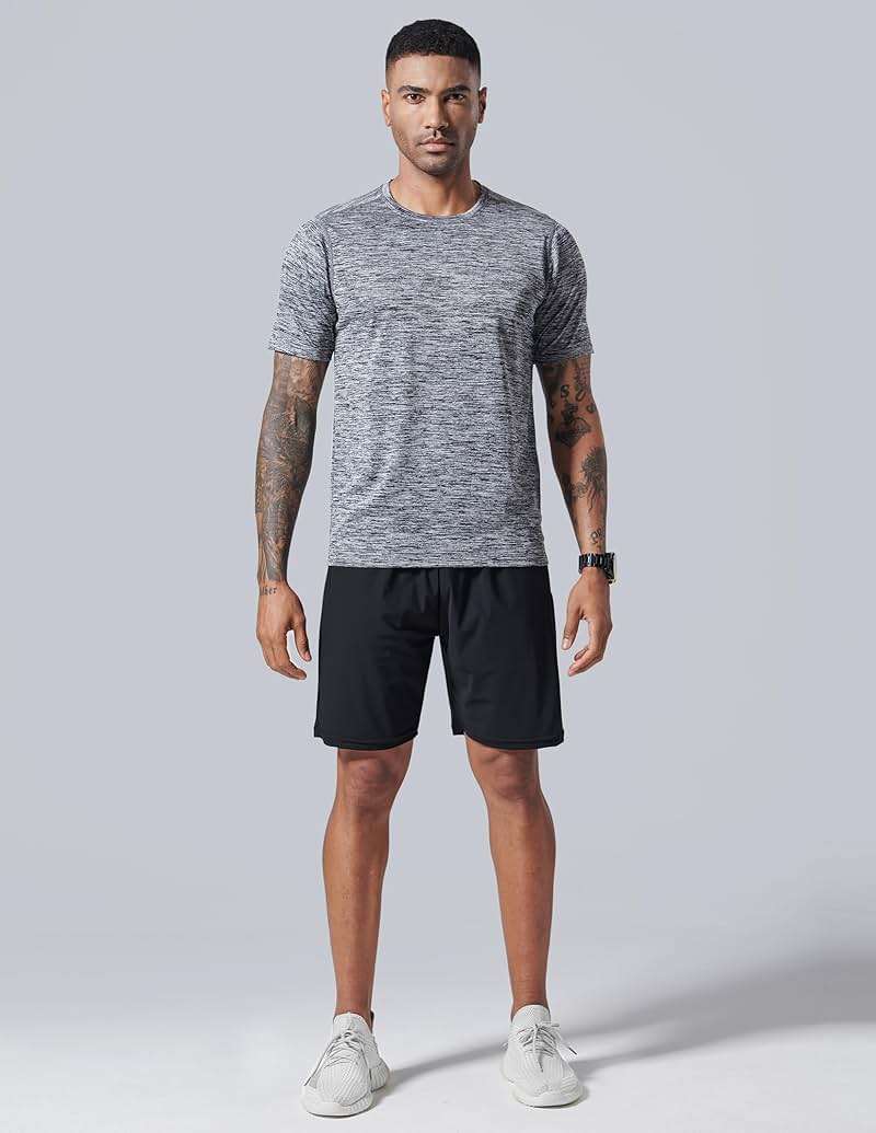 5 Pack Men’s Active Quick Dry Crew Neck T Shirts | Athletic Running Gym Workout Short Sleeve Tee Tops Bulk - Image 2