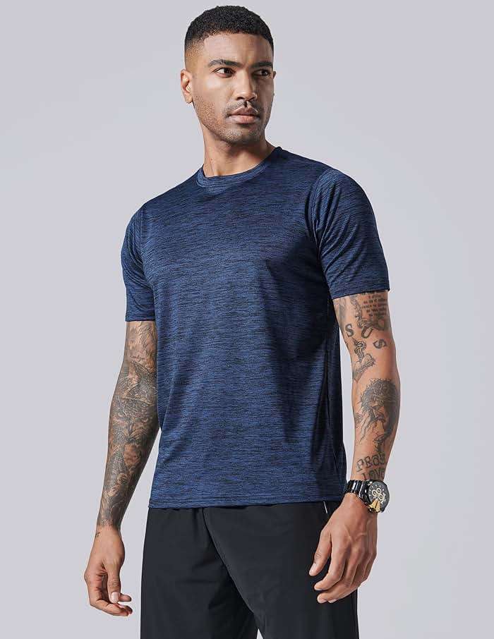 5 Pack Men’s Active Quick Dry Crew Neck T Shirts | Athletic Running Gym Workout Short Sleeve Tee Tops Bulk - Image 3