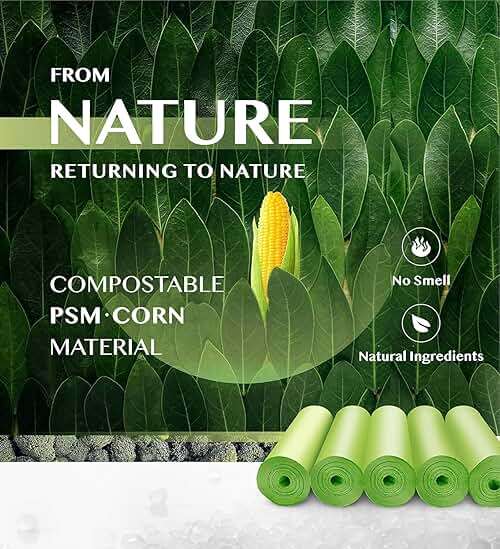Compostable Trash Bags - FORID 13 Gallon Tall Kitchen Garbage Bags 80 Count Unscented Trash Can Liners 55 Liter Medium Wastebasket Bags for Bathroom Home Bedroom Office Garbage Can (5Rolls/Green) - Image 5
