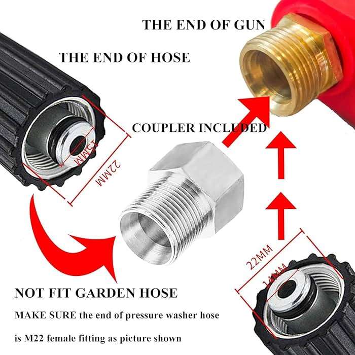 Hourleey Pressure Washer Gun, Red High Power Washer Gun with Replacement Wand Extension, 5 Nozzle Tips, M22 Fittings, 40 Inch, 5000 PSI - Image 5