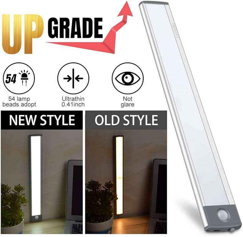 LED Motion Sensor Light,Under Counter Lighting, Wireless USB Rechargeable Kitchen Night Lights,Battery Powered Operated Light,54-LED Light for Wardrobe,Closets,Cabinet,Cupboard, 2 Count (Pack of 1) - Image 7