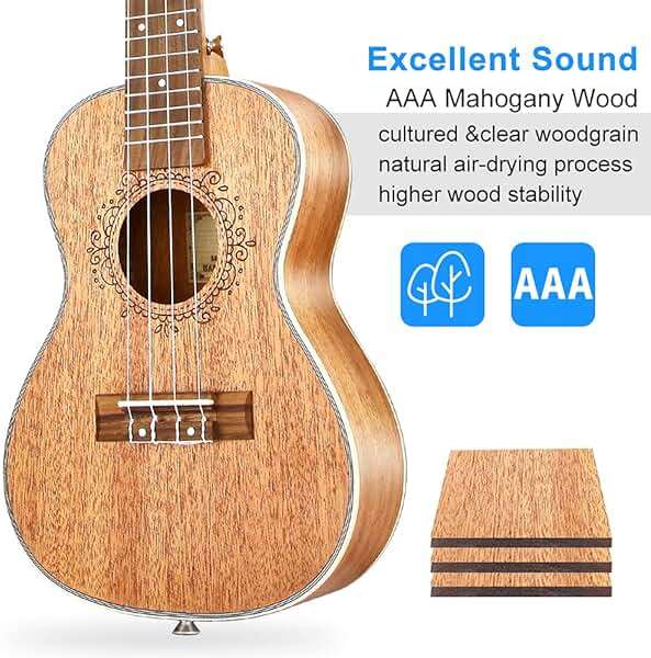 Tenor Ukulele 26 Inch Mahogany Professional Acoustic Ukelele Four String Wooden Hawaiian Uke Beginner Kit Ukuleles Bundle for Adult Starter Kit, by Vangoa - Image 3