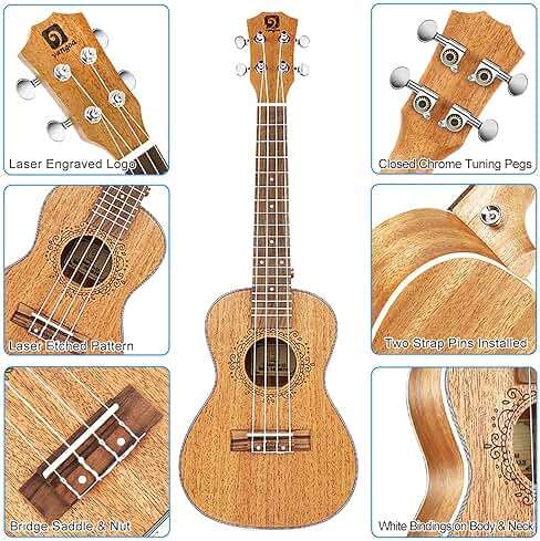 Tenor Ukulele 26 Inch Mahogany Professional Acoustic Ukelele Four String Wooden Hawaiian Uke Beginner Kit Ukuleles Bundle for Adult Starter Kit, by Vangoa - Image 7