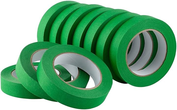 Lichamp 10 Pack Green Painters Tape 1 inch, Medium Adhesive Green Masking Tape Bulk Multi Pack, 1 inch x 55 Yards x 10 Rolls (550 Total Yards) - Product Image