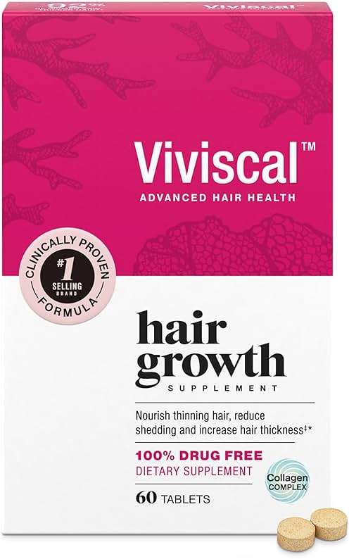 Viviscal Hair Growth Supplements For Women For Thicker, Fuller Hair, Nourishes Thinning & Loss, With Proprietary Collagen Complex, 60 Tablets, 1 Month Supply - Image 1