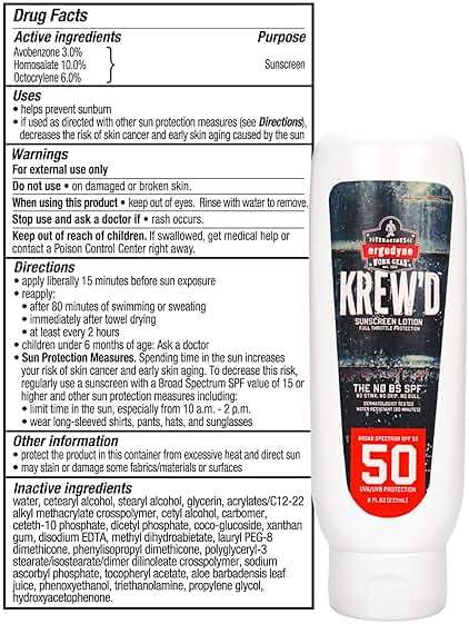 Ergodyne KREW'D 6351 Sunscreen Lotion, Broad Spectrum, SPF 50, 8 oz, 12-Pack - Image 6