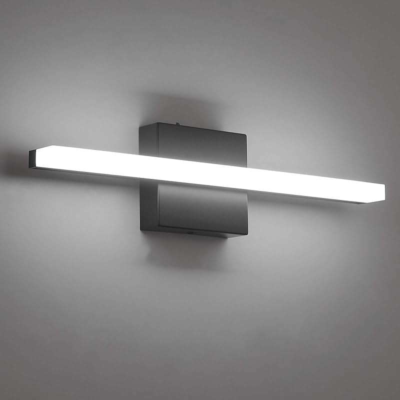Combuh Black Bathroom Light Fixtures Over Mirror Lighting Gentle, 9W 16 Inch Modern LED Small Vanity Lamp Bar IP44 Slim Linear Bath Wall Sconces for Restroom Indoor Cool White 6000K - Image 1