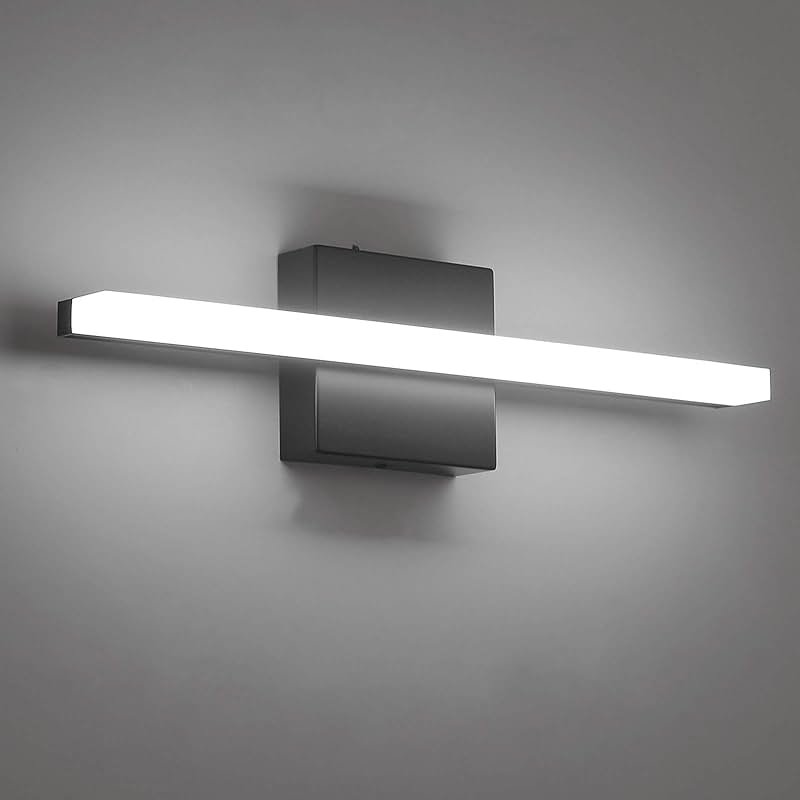 Combuh Black Bathroom Light Fixtures Over Mirror Lighting Gentle, 9W 16 Inch Modern LED Small Vanity Lamp Bar IP44 Slim Linear Bath Wall Sconces for Restroom Indoor Cool White 6000K - Product Image