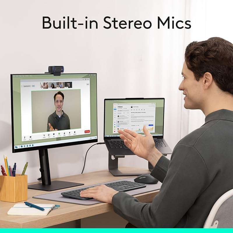 Logitech C920x HD Pro PC Webcam, Full HD 1080p/30fps Video, Clear Audio, HD Light Correction, Works with Microsoft Teams, Google Meet, Zoom, Nintendo Switch 2’s new GameChat mode, Mac/Tablet- Black - Image 4