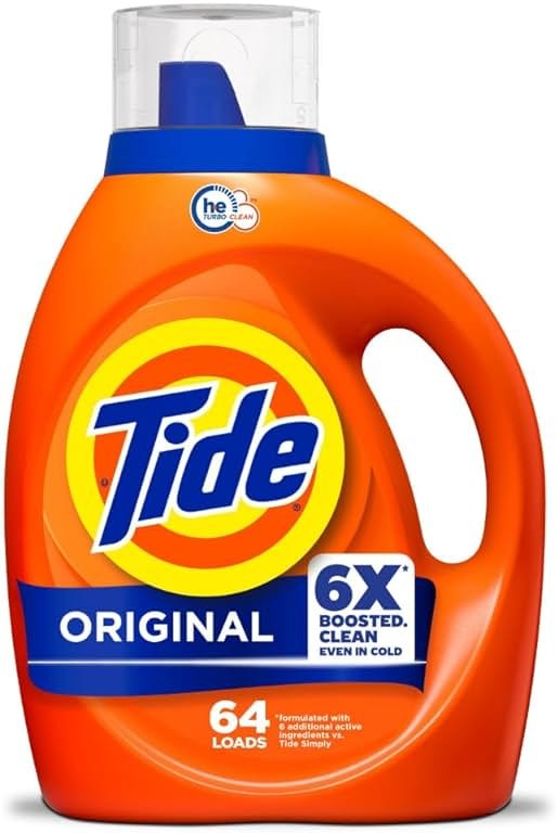 Tide Laundry Detergent Liquid, Original Scent, 64 Loads, 80 FL OZ, Works on 100% of Common Stains, Laundry Soap, Liquid Laundry Detergent - Product Image