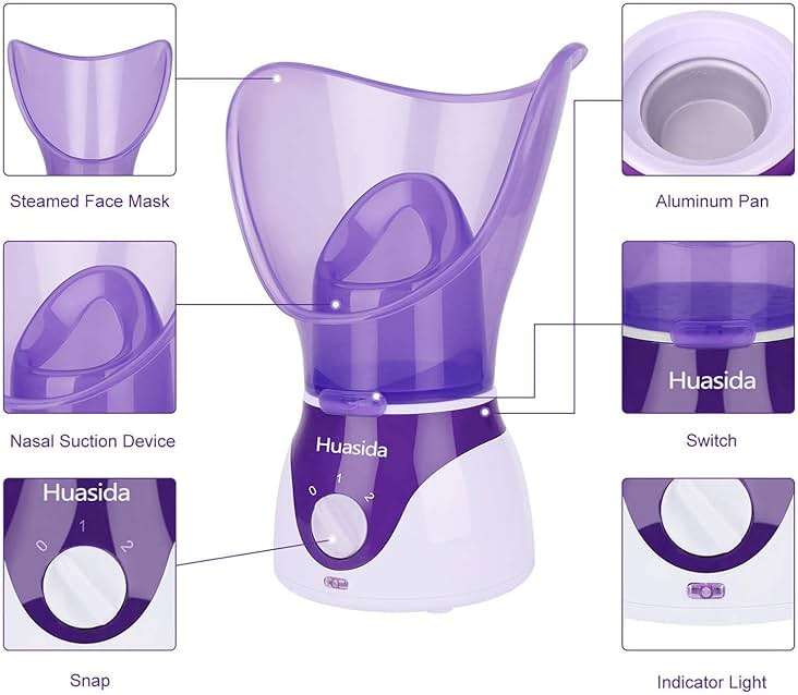 Facial Steamer Personal Steam Inhaler Sauna Facial Steamer Hot Mist Moisturizing Beauty Instrument Rejuvenate and Hydrate Your Skin (Purple) - Image 4