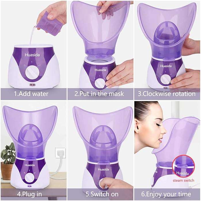 Facial Steamer Personal Steam Inhaler Sauna Facial Steamer Hot Mist Moisturizing Beauty Instrument Rejuvenate and Hydrate Your Skin (Purple) - Image 5